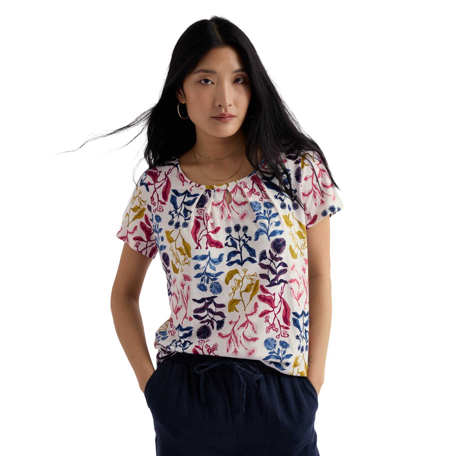 Seasalt Cornwall Appletree T-Shirt - Inky Botanical Chalk